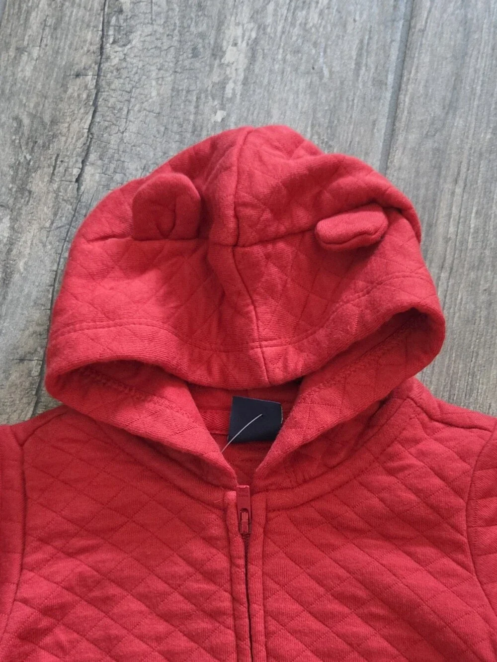 GAP Baby NWT 0-3 Months Red Quilted Hoodie, Bodysuit & Striped Footed Pants Set